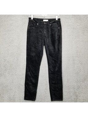 Loft Jeans Womens 26 Black Velvet Stretch Mid Rise Curvy Skinny